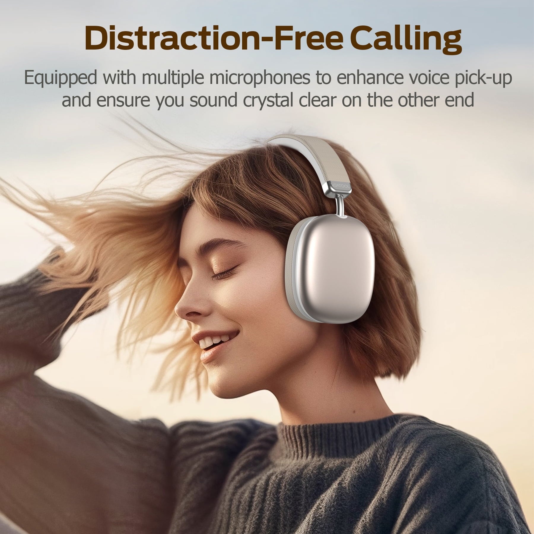 Bluetooth Headphones Over Ear, 65Hrs Playtime Wireless Headphones,Bass Boosted by 90%,Lightweight Headset with Deep Bass, Clear Call with 4 Noise Cancelling Mics,Low Latency for Travel Work Cellphone